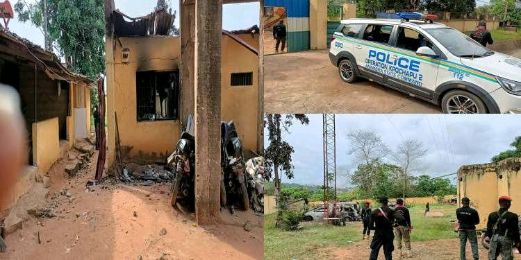 Breaking: Again, unknown gunmen bomb Anambra police station, kill personnel, injure many, destroy property