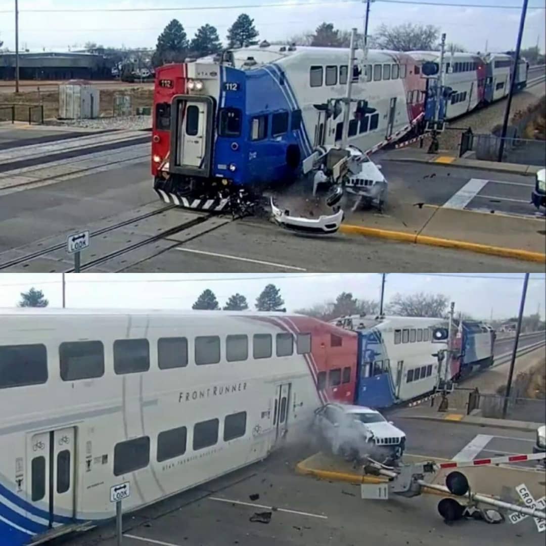 Man escapes death after train rams into his car in Utah